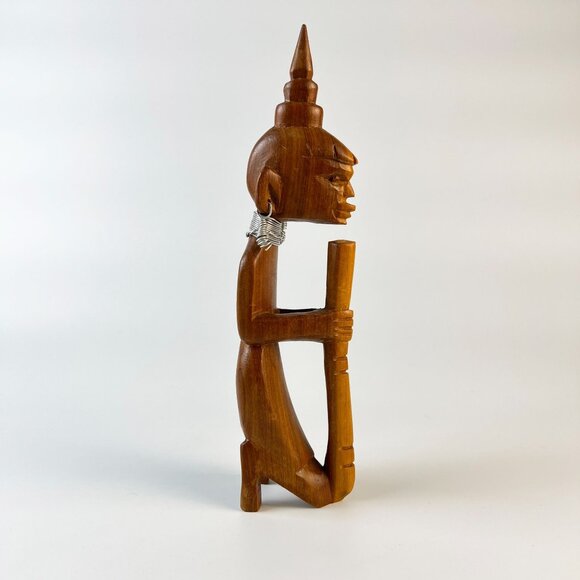 Vintage Besmo Kenya African Art Hand Carved Wood Figure Figurine  Statue Home De - Picture 5 of 6